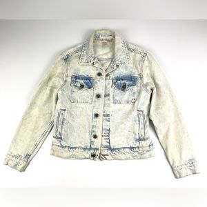 Women’s American Apparel Distressed Acid Washed Blue Jean Jacket Size XS